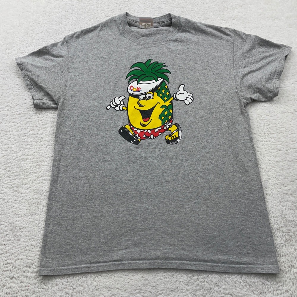 Vintage Dole Hawaii T-Shirt Hug A Pineapple Cartoon Graphic Tee Mens